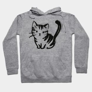 Stick figure kitten in black ink Hoodie